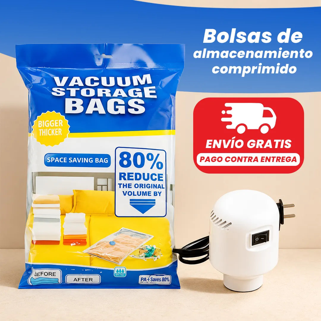 👜Bolsas compresión al vacío Ahorra hasta 80% de tu espacio💯