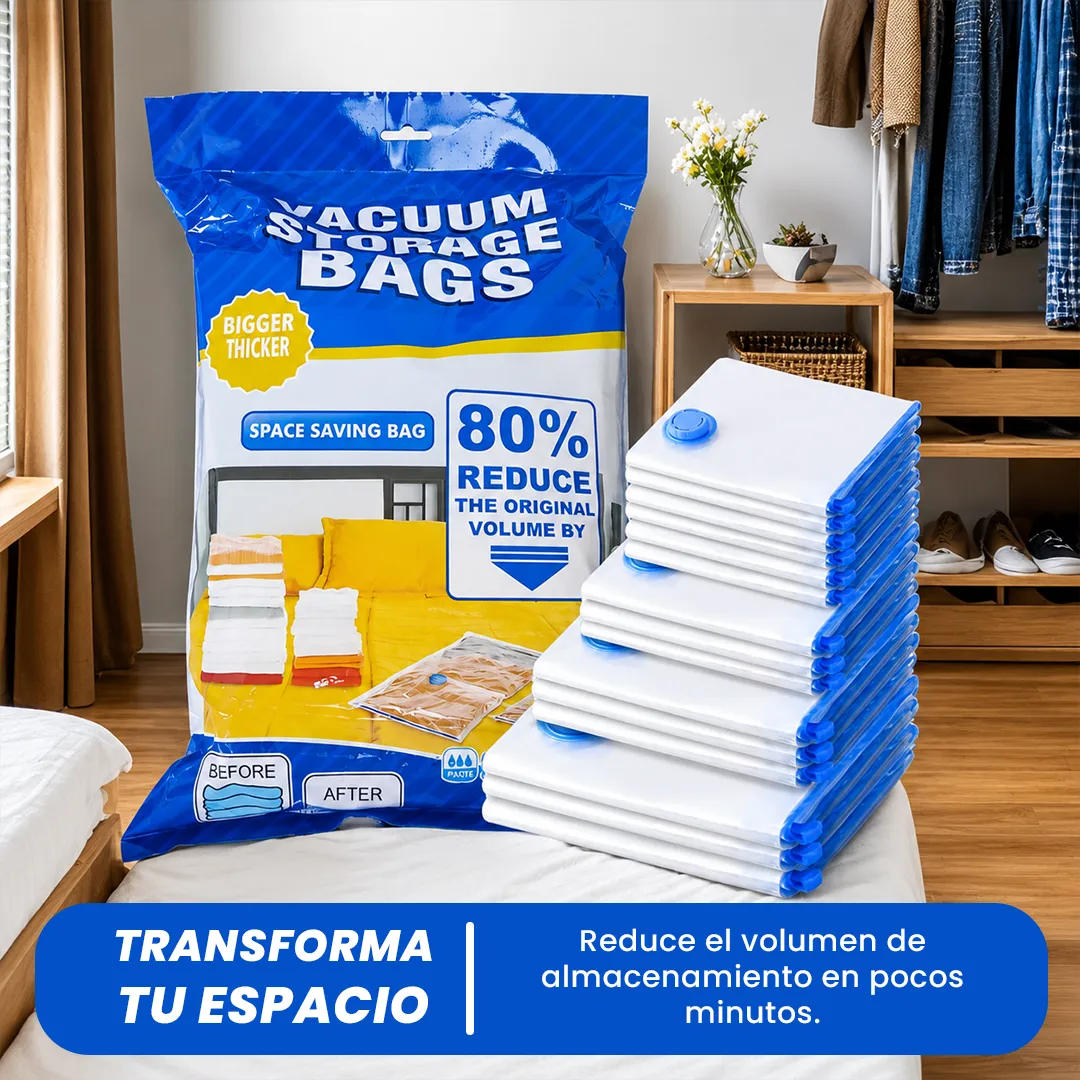 👜Bolsas compresión al vacío Ahorra hasta 80% de tu espacio💯